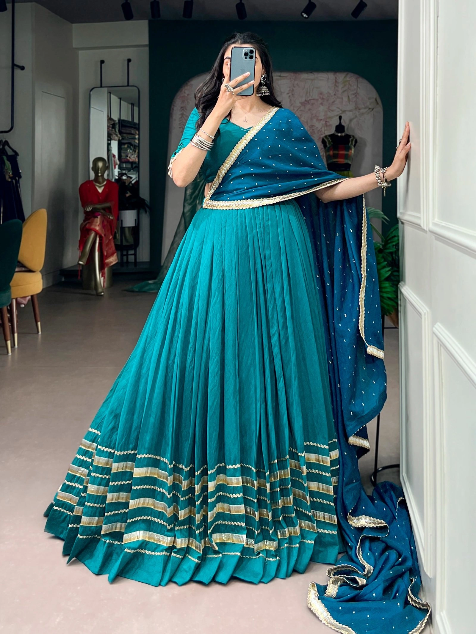 Lehenga Choli Set Chanderi